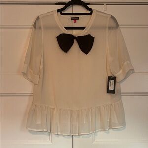 Vince Camuto Cream Blouse with Black Bow